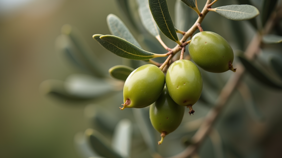 Close-up view of olive branches with ripe olives