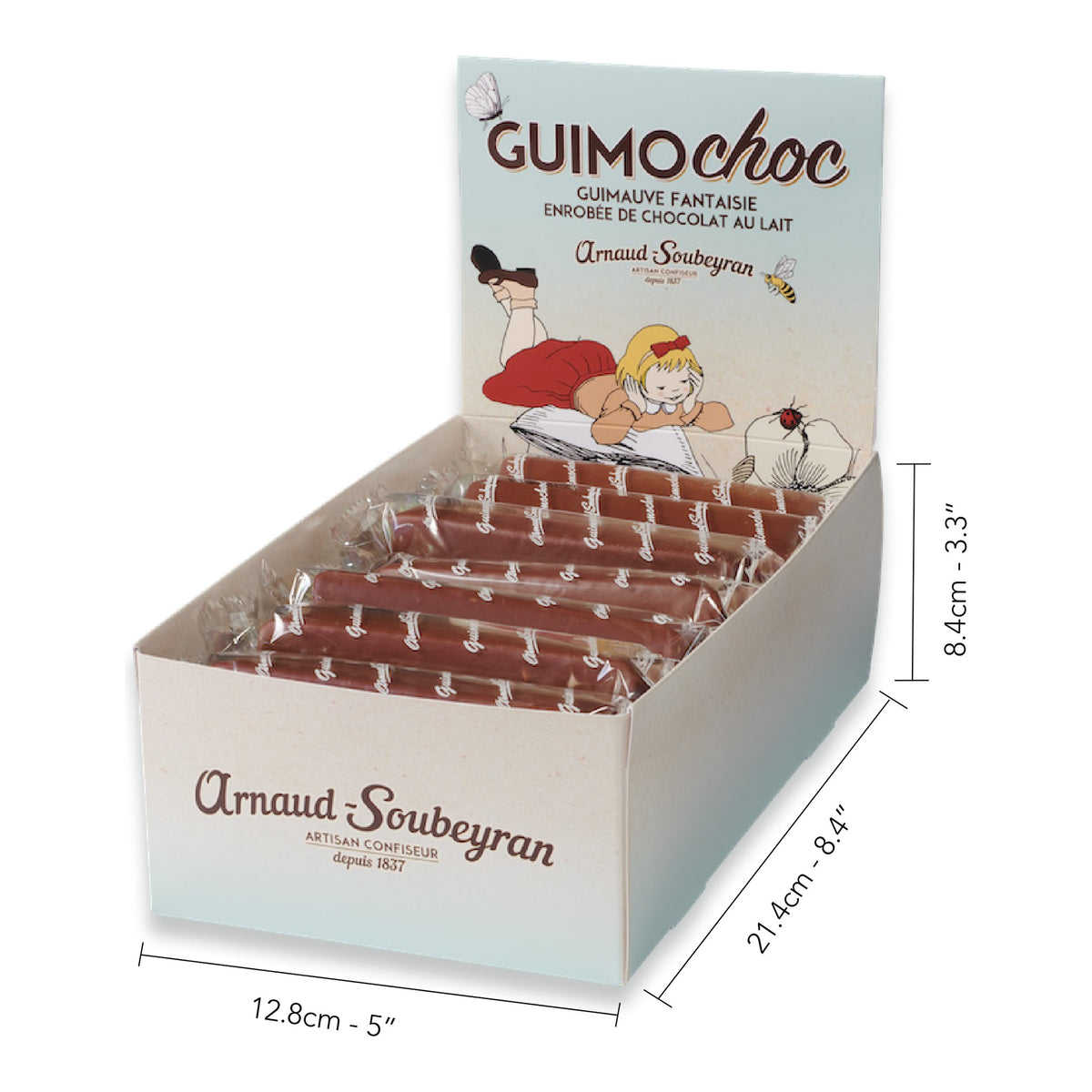 Présentoir de guimauves enrobées de chocolat Arnaud Soubeyran, dimensions