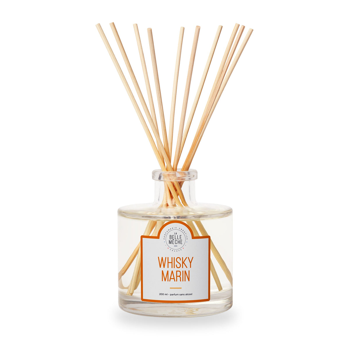 Peated Whisky Reed Diffuser by La Belle Mèche, 200 ml glass jar