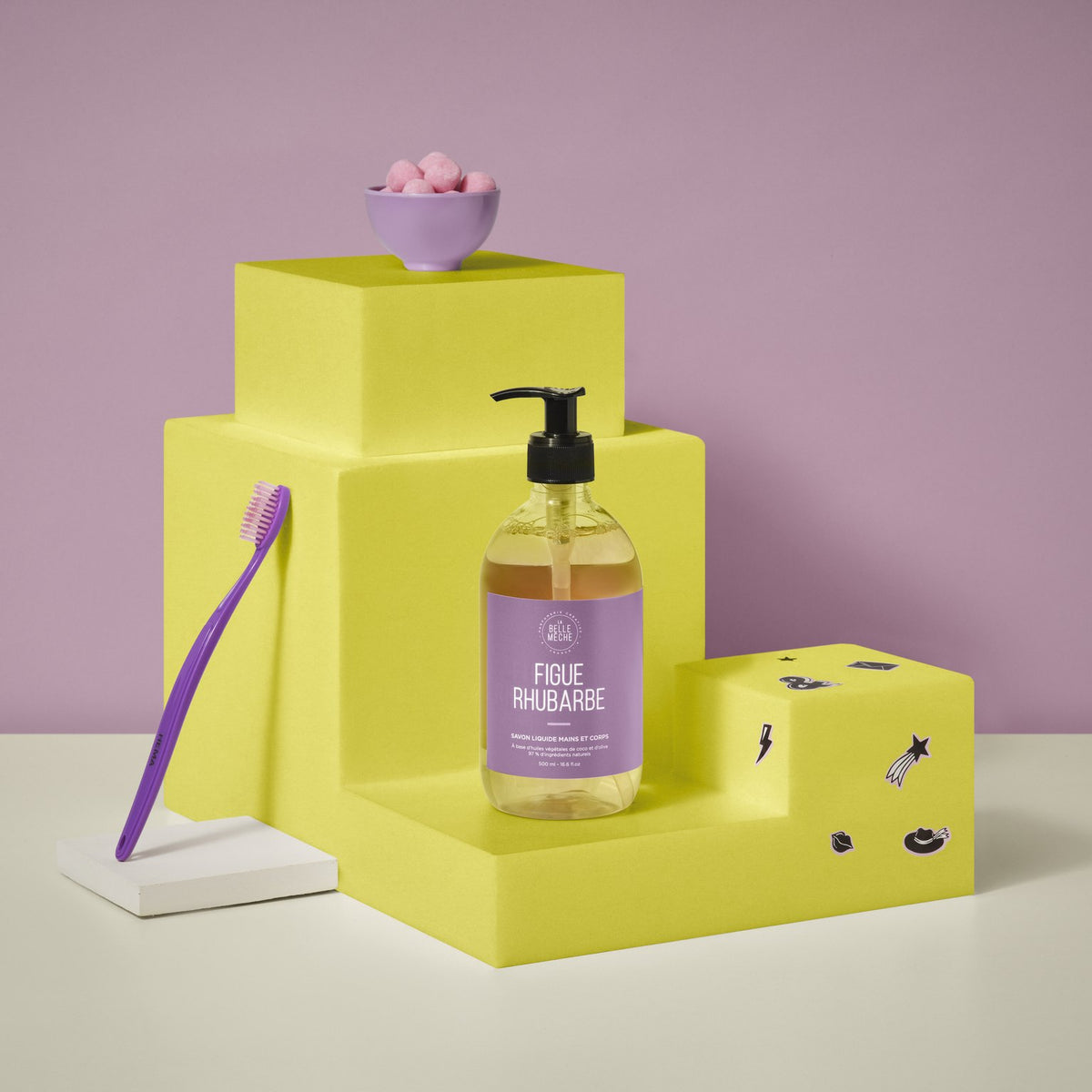 Savon liquide Figue Rhubarbe pour les mains et le corps de La Belle Mèche