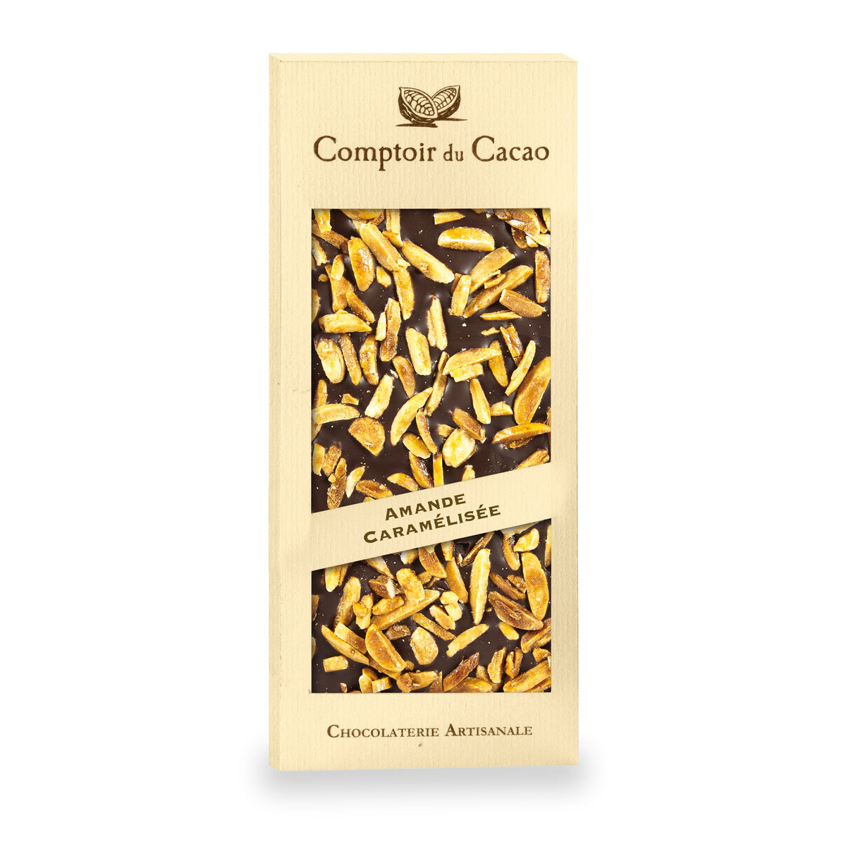 Almonds Chocolate Bar Dark by Comptoir du Cacao, 90 g
