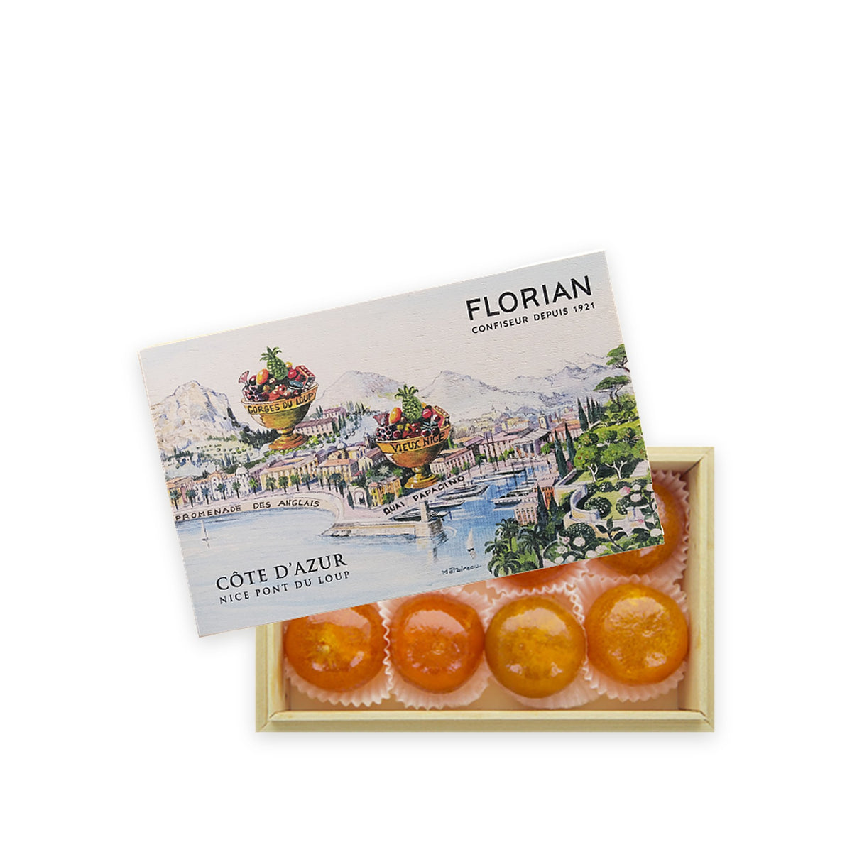Candied Clementines Wooden Box by Confiserie Florian, 450 g