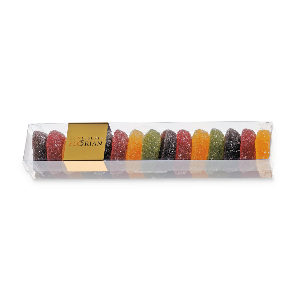 Pâtes de fruits assorties de Confiserie Florian, plumier en plastique de 150 g