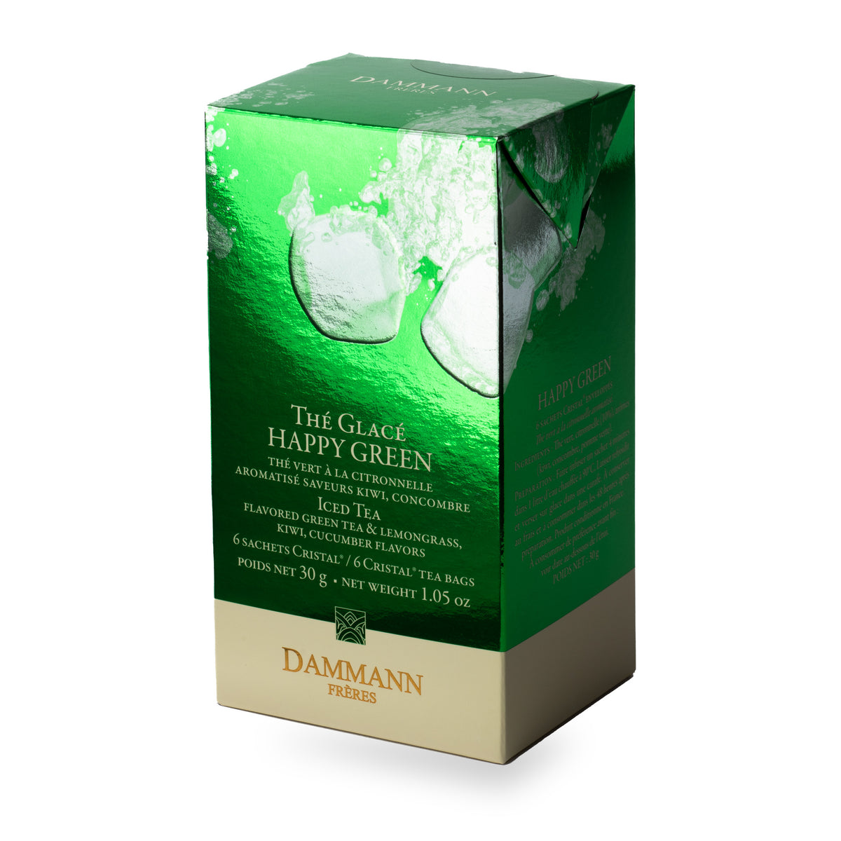 Thé glacé Happy Green de Dammann Frères, boîte de 6 sachets (30 g)