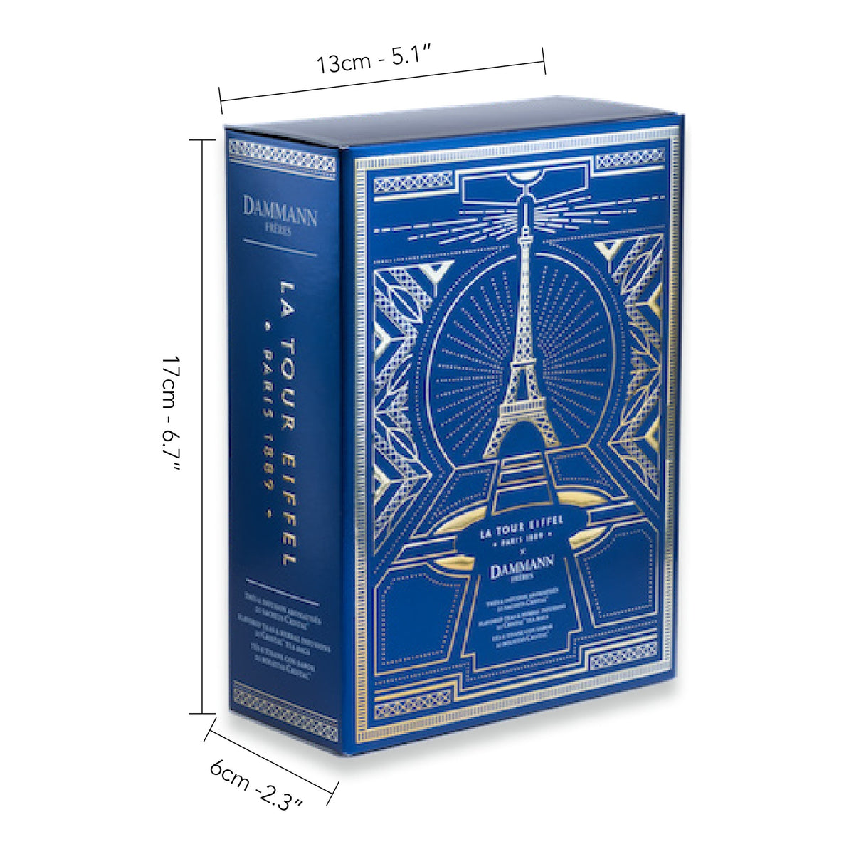 Tour Eiffel Gift Box by Dammann Frères, dimensions