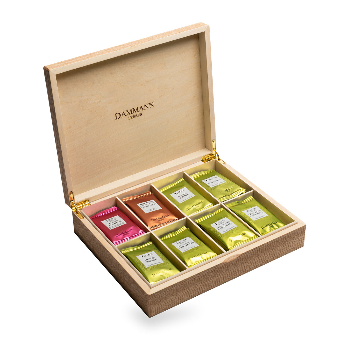 Coffret de tisanes en bois clair de Dammann Frères, 48 sachets, deuxième vue