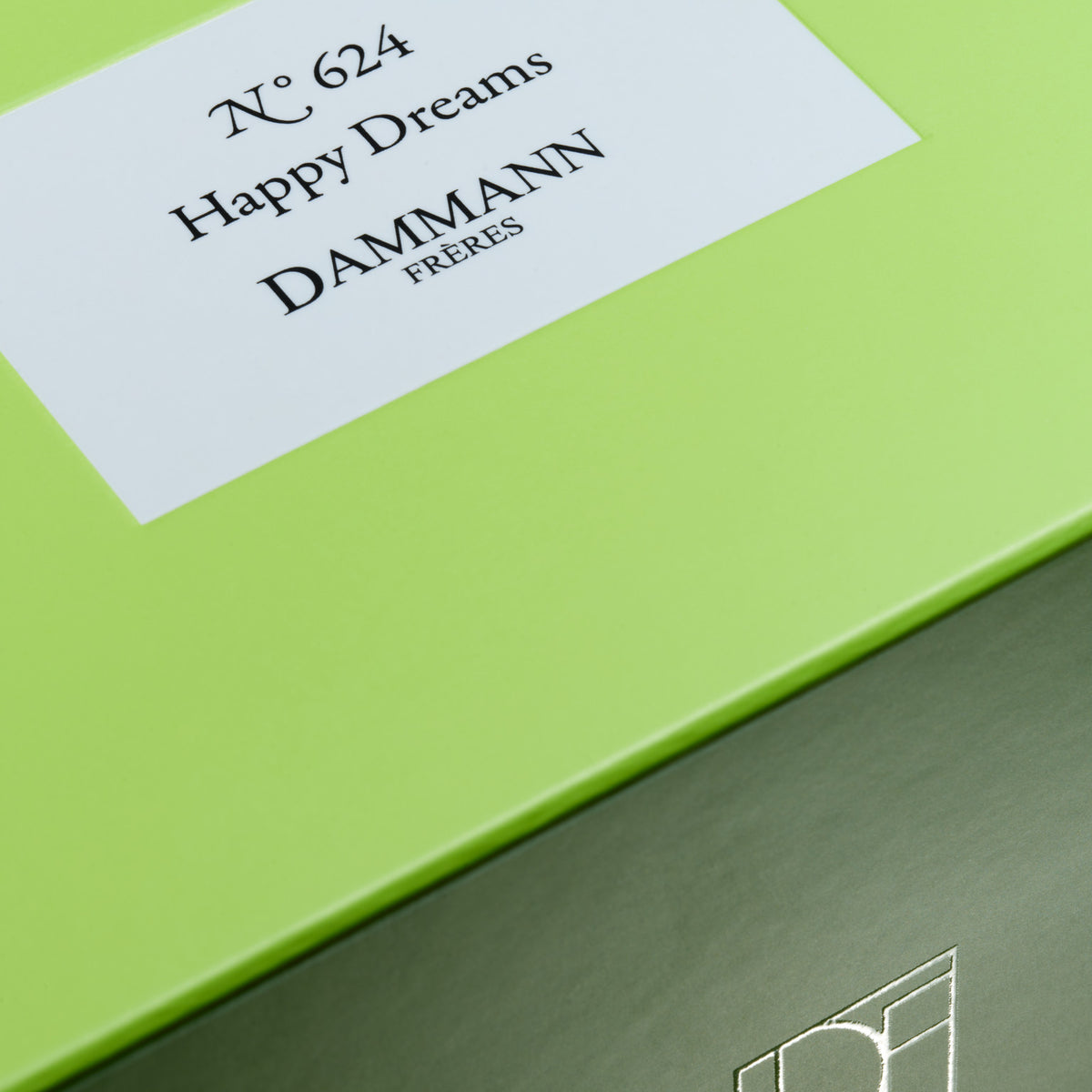 N°624 Happy Dreams gift box by Dammann Frères, close-up of the label