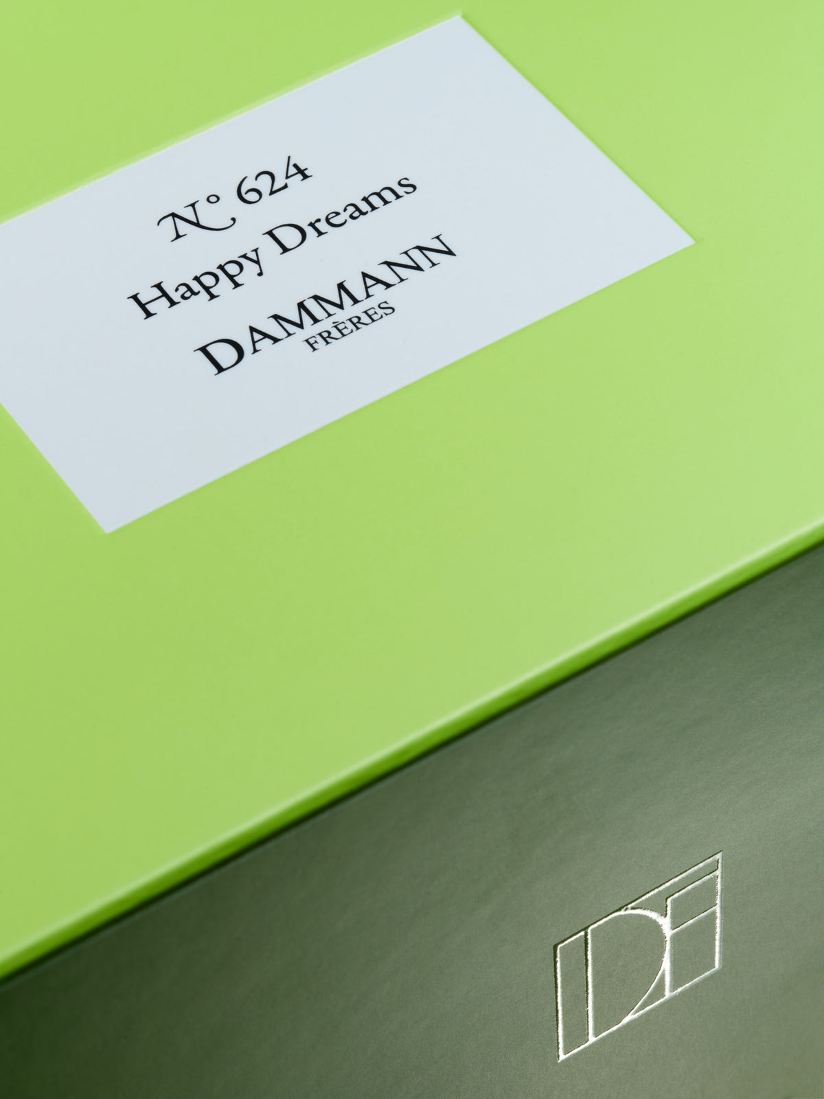 N°624 Happy Dreams gift box by Dammann Frères, close-up of the label