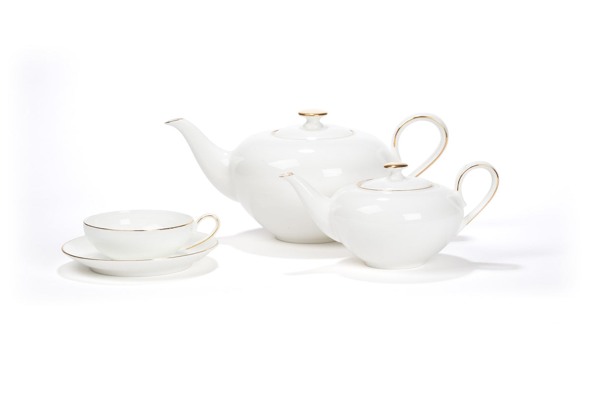 Théière, sucrier et tasses en porcelaine Concorde de Dammann Frères
