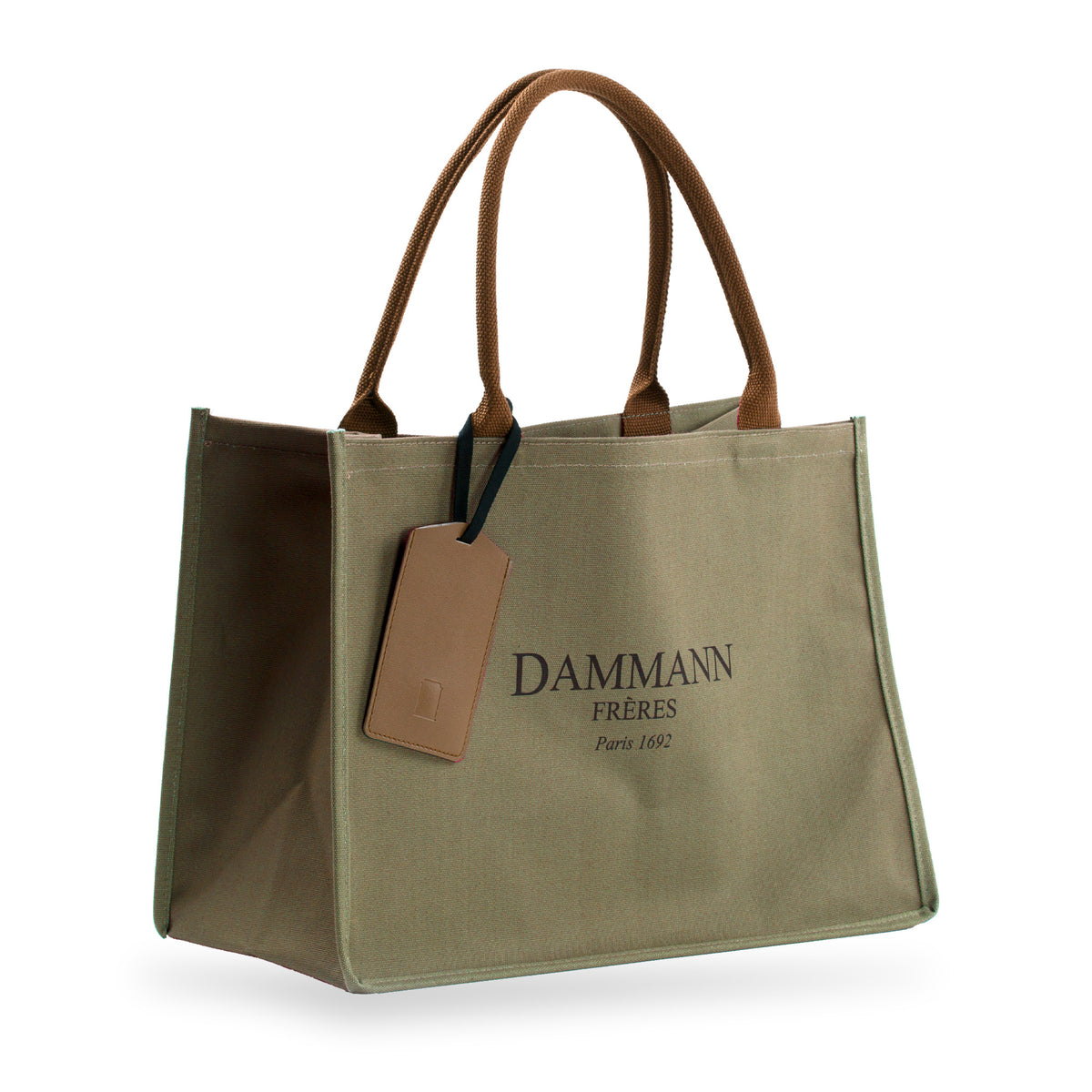 Shopping Bag Khaki Canvas by Dammann Frères