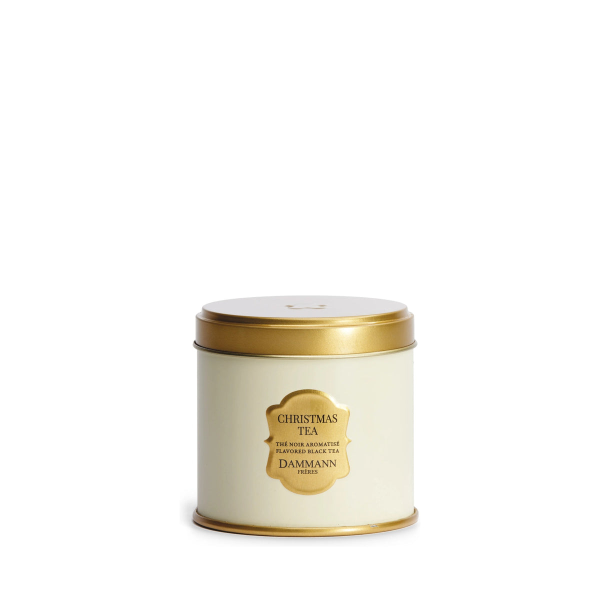 Christmas Tea by Dammann Frères, white and gold tin