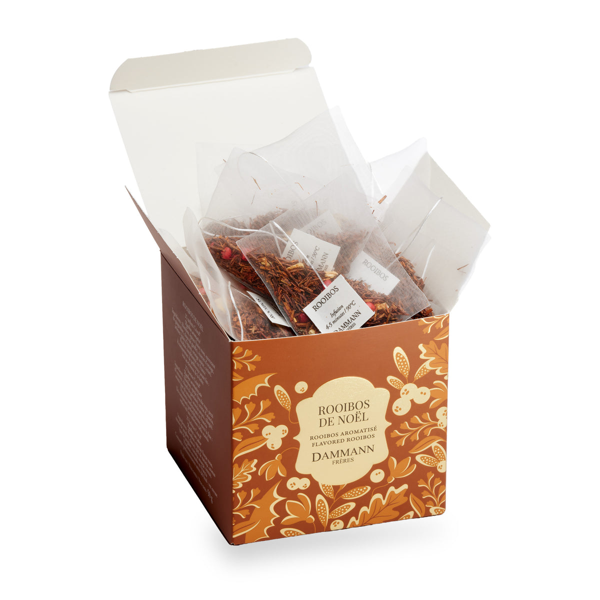 Rooibos de Noël by Dammann Frères, open box of Cristal tea bags