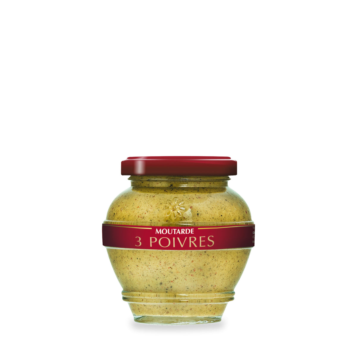 Moutarde aux trois poivres du Domaine des Terres Rouges, pot en verre de 200 g