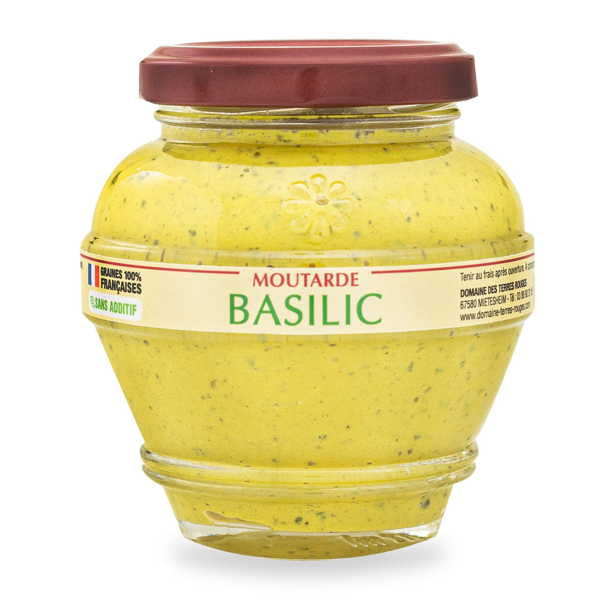 Basil Mustard by Domaine des Terres Rouges, 200 g glass jar