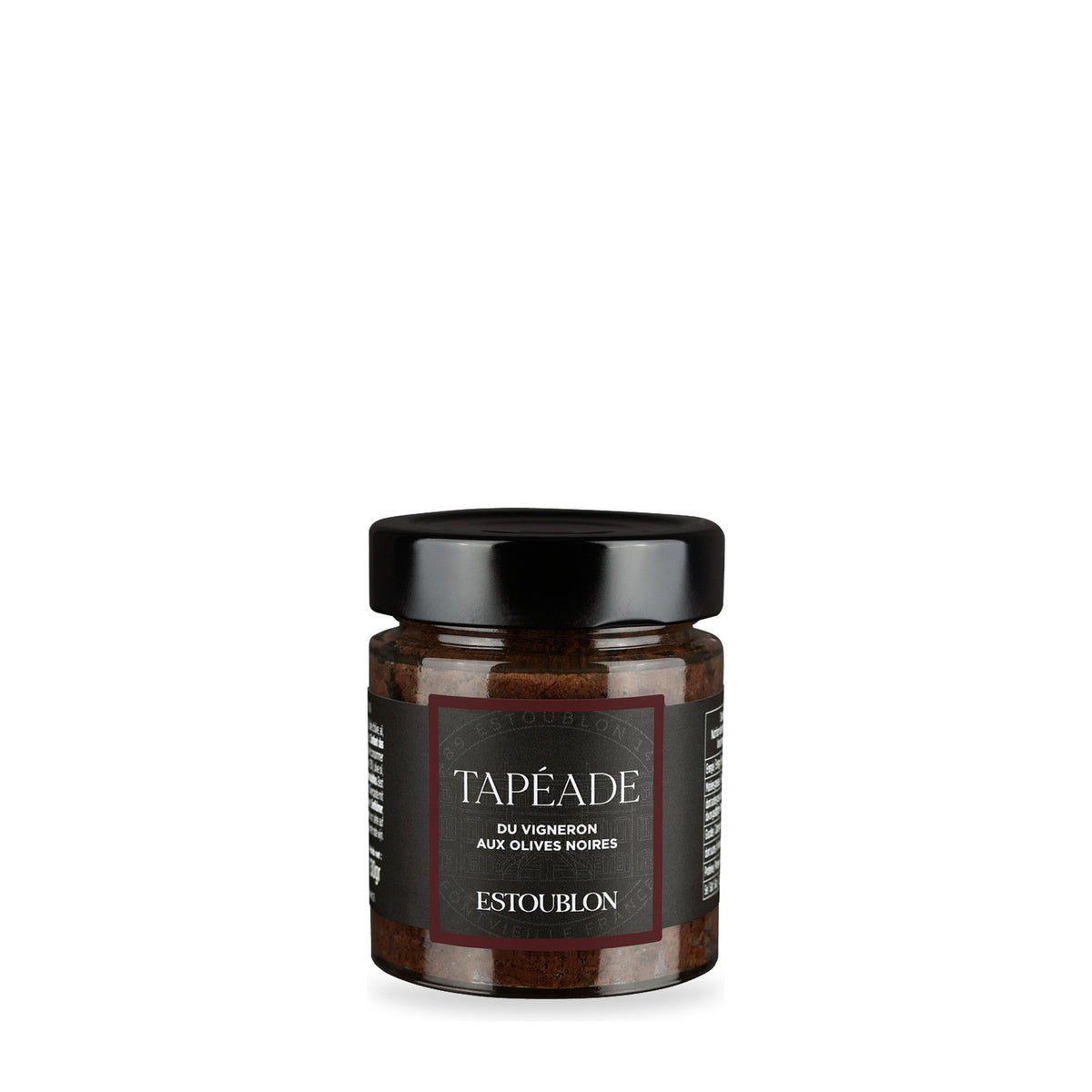 Tapenade d’olives noires au vin rouge d’Estoublon, pot en verre de 130 g
