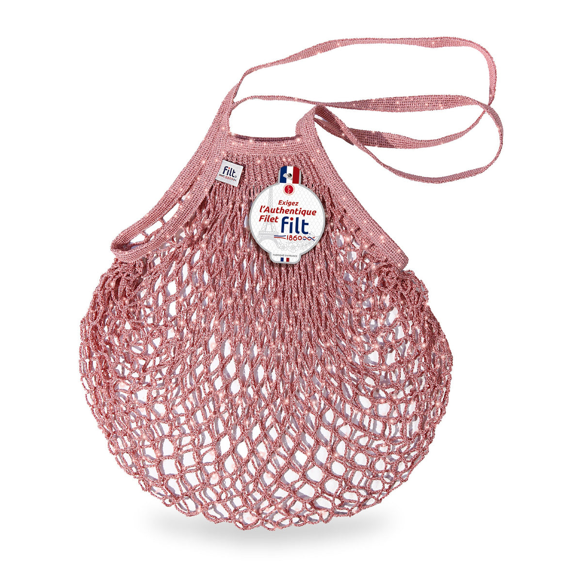 Pale Pink Net Bag Long Handles