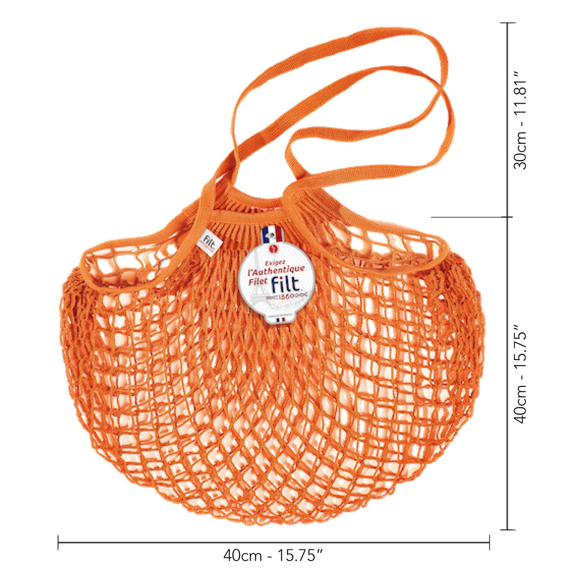Filt 1860 net bag, long handles, dimensions
