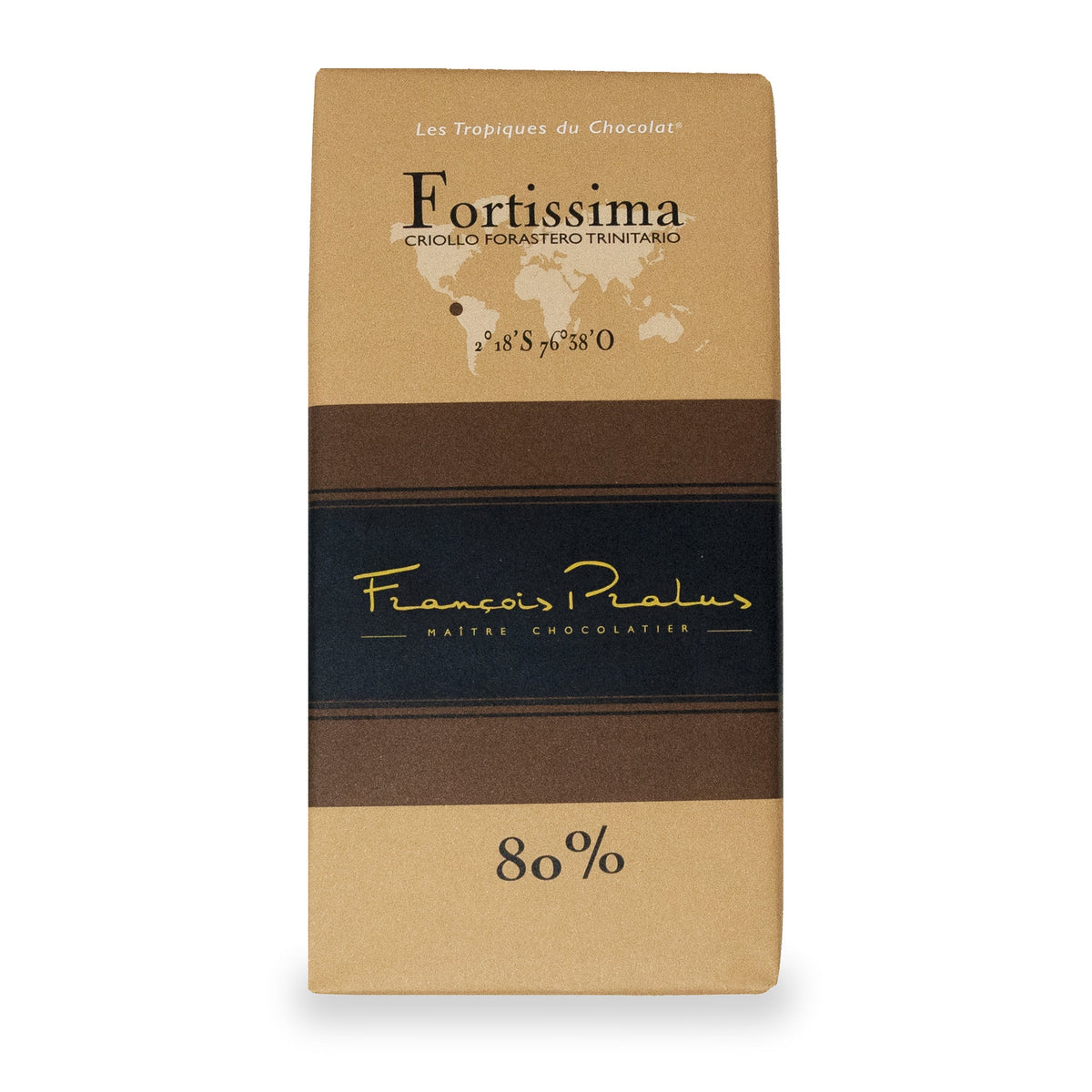 Fortissima 80% Dark Chocolate Bar by François Pralus, 100 g