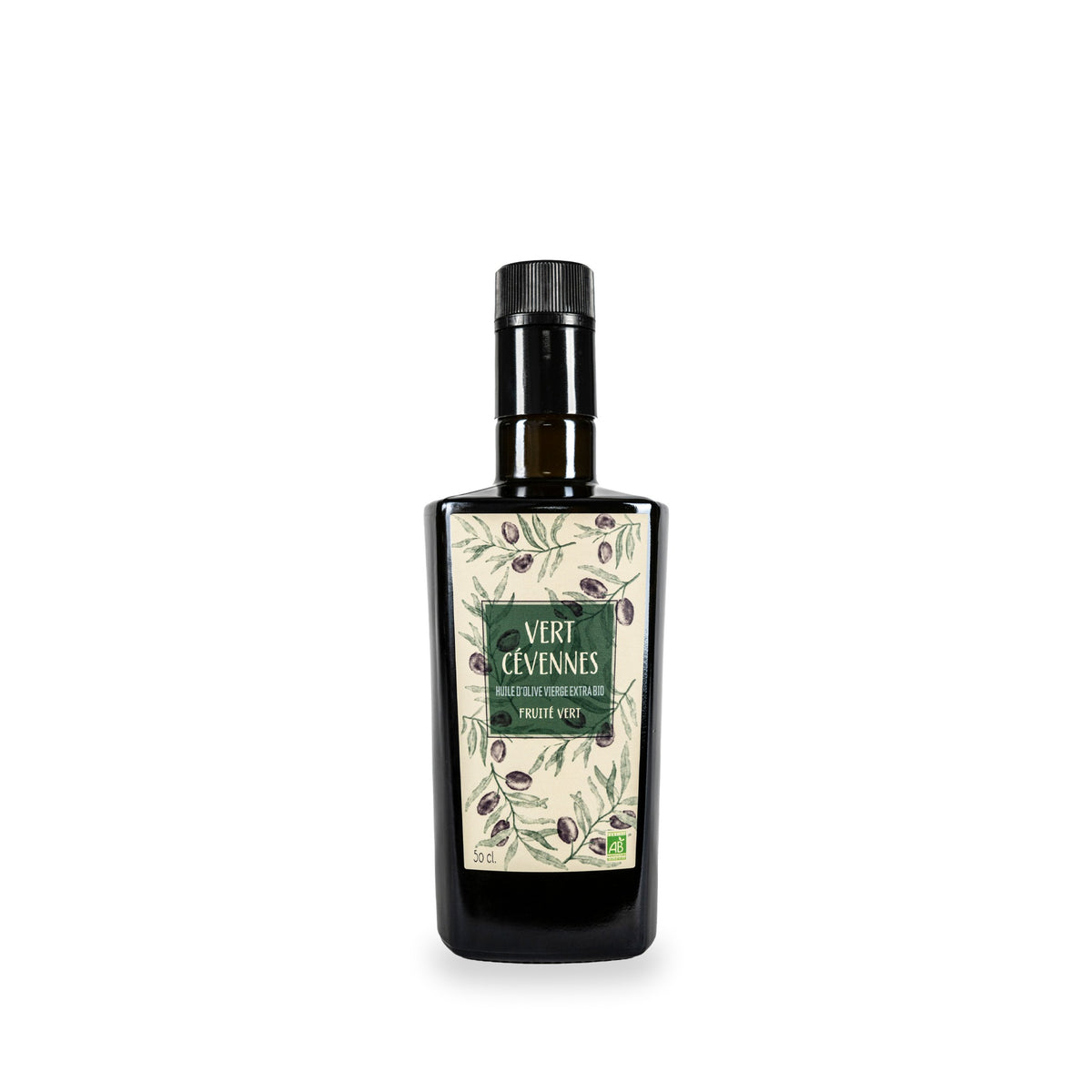 Huile d’olive Vert Cévennes de La Magnanerie, bouteille en verre de 500 ml