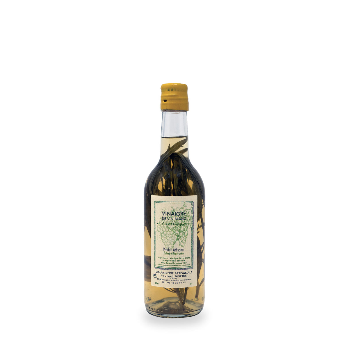 Vinaigre à l’estragon de Laurent Agnès, bouteille en verre de 250 ml