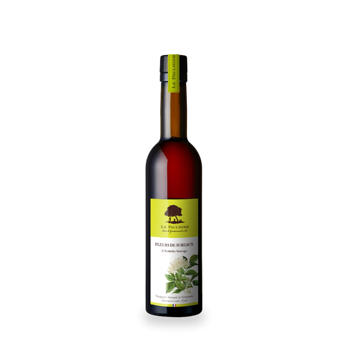 Vinaigre de cidre à la fleur de sureau Le Paulmier, bouteille en verre de 350 ml