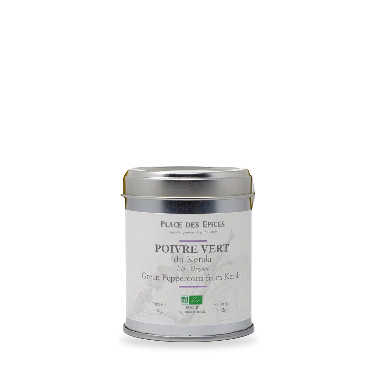 Poivre vert du Kerala Place des Épices, boîte métal de 50 g