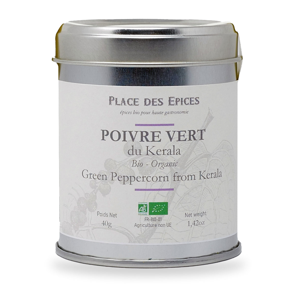 Green Peppercorn Kerala by Place des Épices, 50 g tin