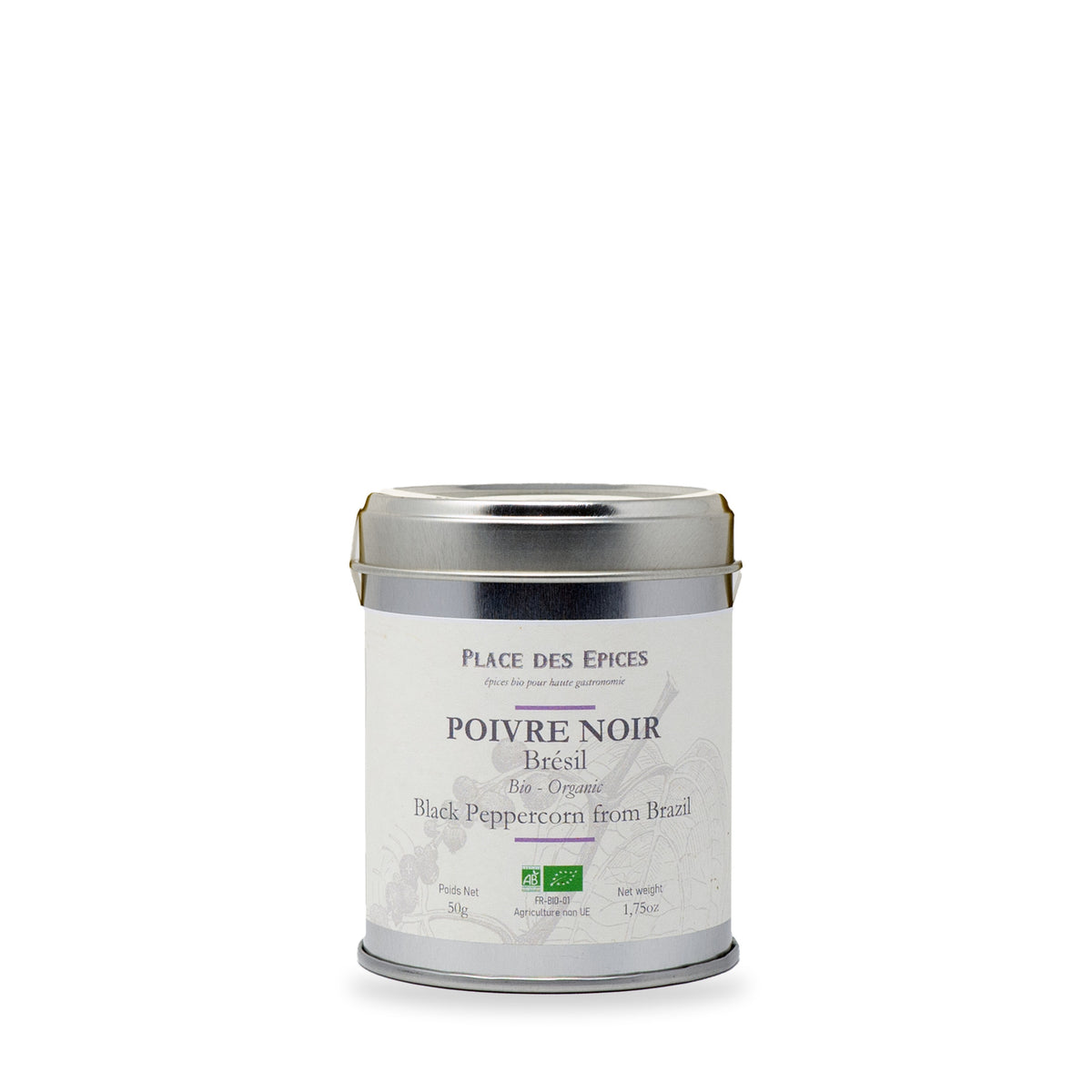 Poivre noir du Brésil Place des Épices, boîte métal de 50 g