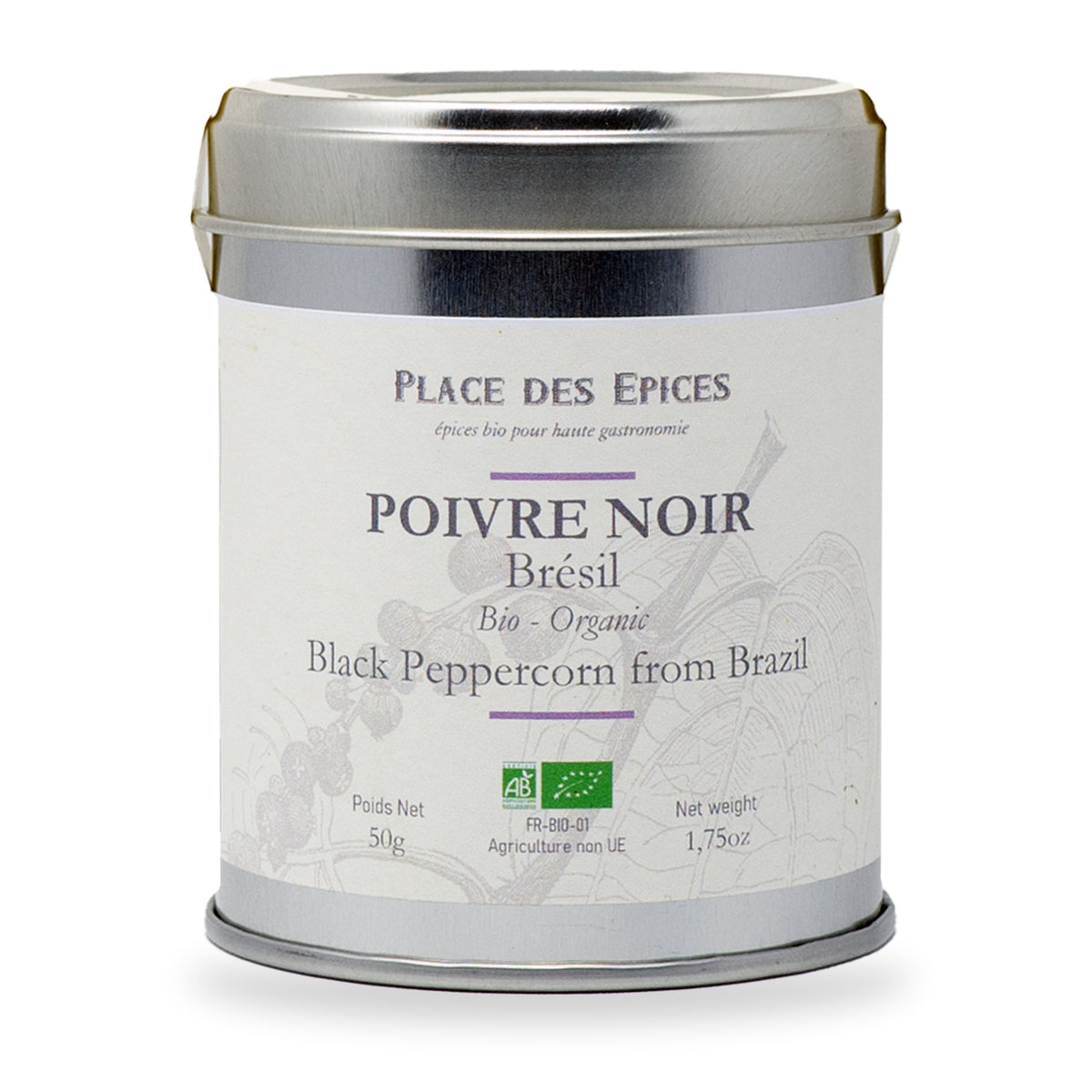 Black Peppercorn Brazil by Place des Épices, 50 g tin