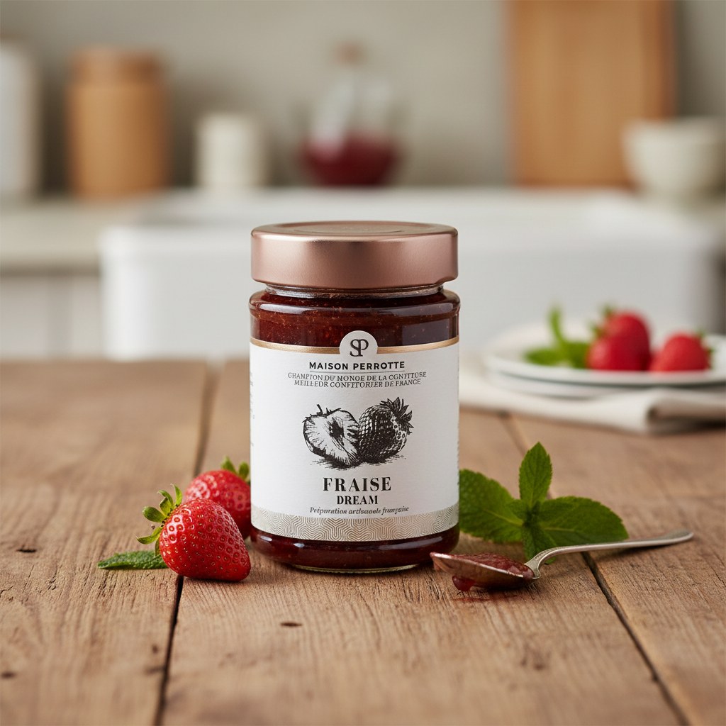 Maison Perrotte Dream strawberry jam at the breakfast table