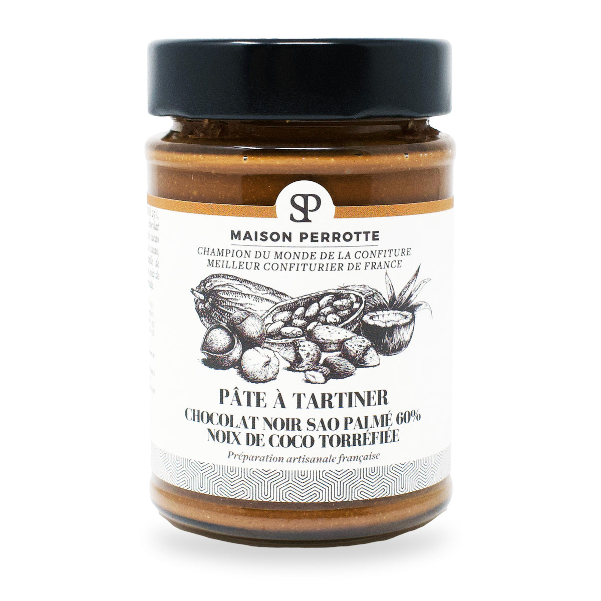 Dark Chocolate Coconut Spread by Maison Perrotte, 210 g glass jar