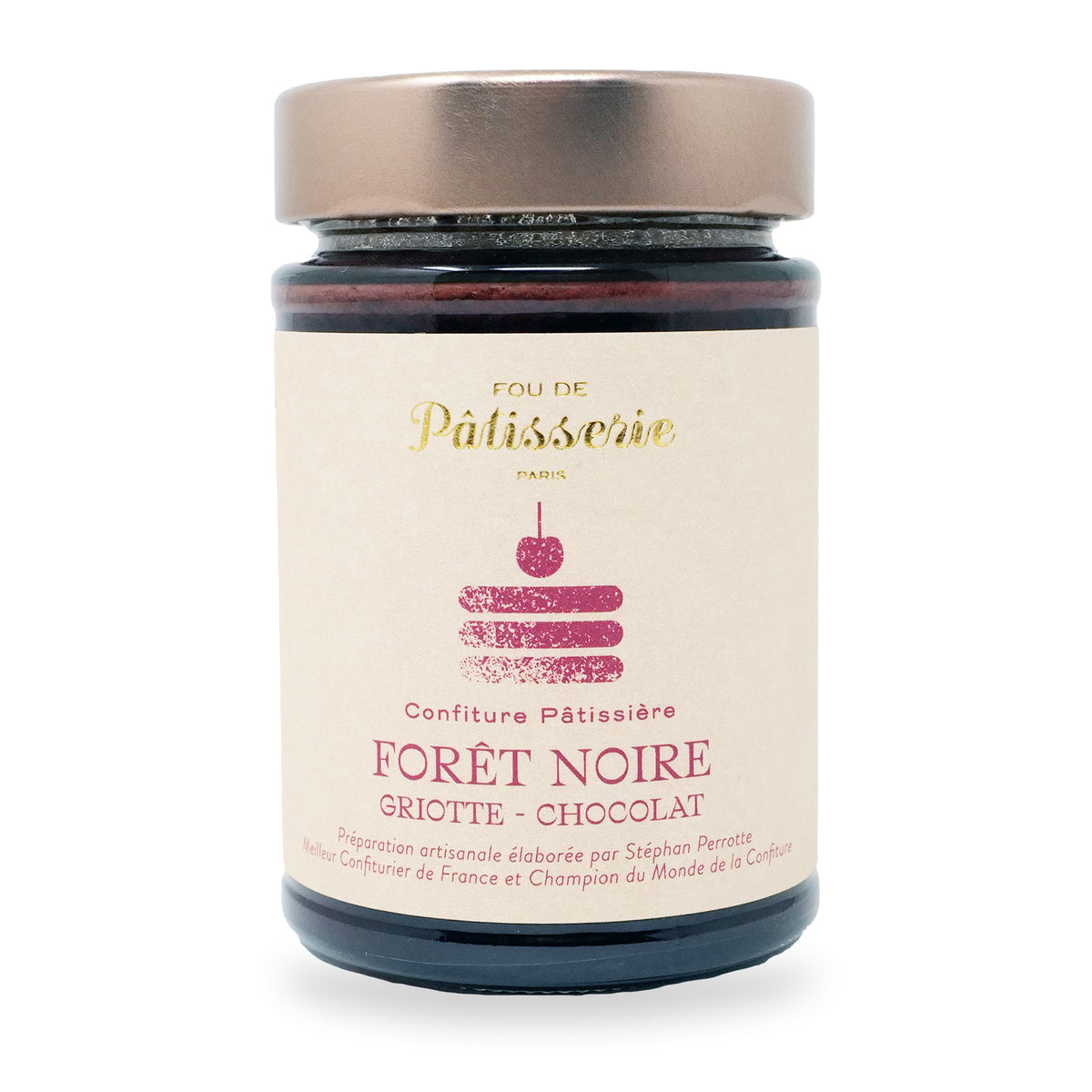 Confiture Forêt-Noire de la Maison Perrotte, pot en verre de 210 g