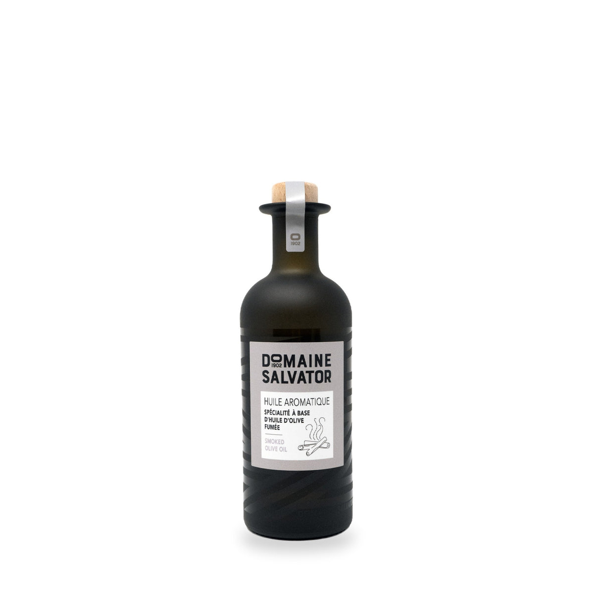 Huile aromatique fumée du Domaine Salvator, bouteille en verre de 250 ml