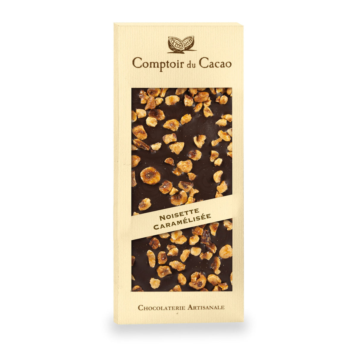 Tablette de chocolat aux noisettes caramélisées du Comptoir du Cacao
