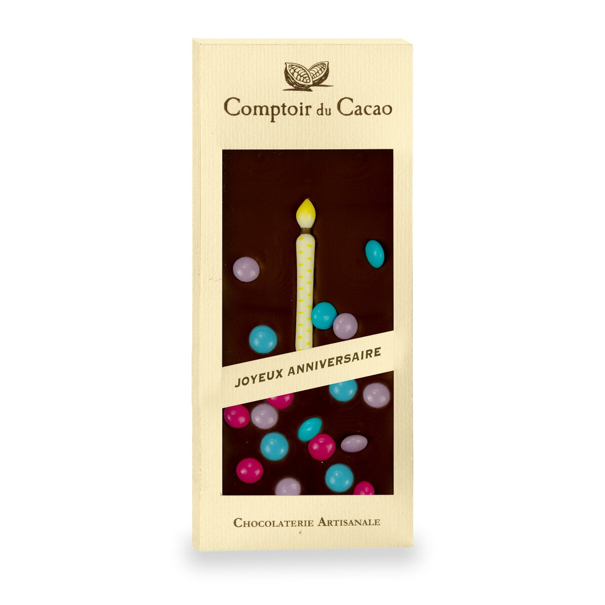 Tablette de chocolat au lait Joyeux anniversaire du Comptoir du Cacao