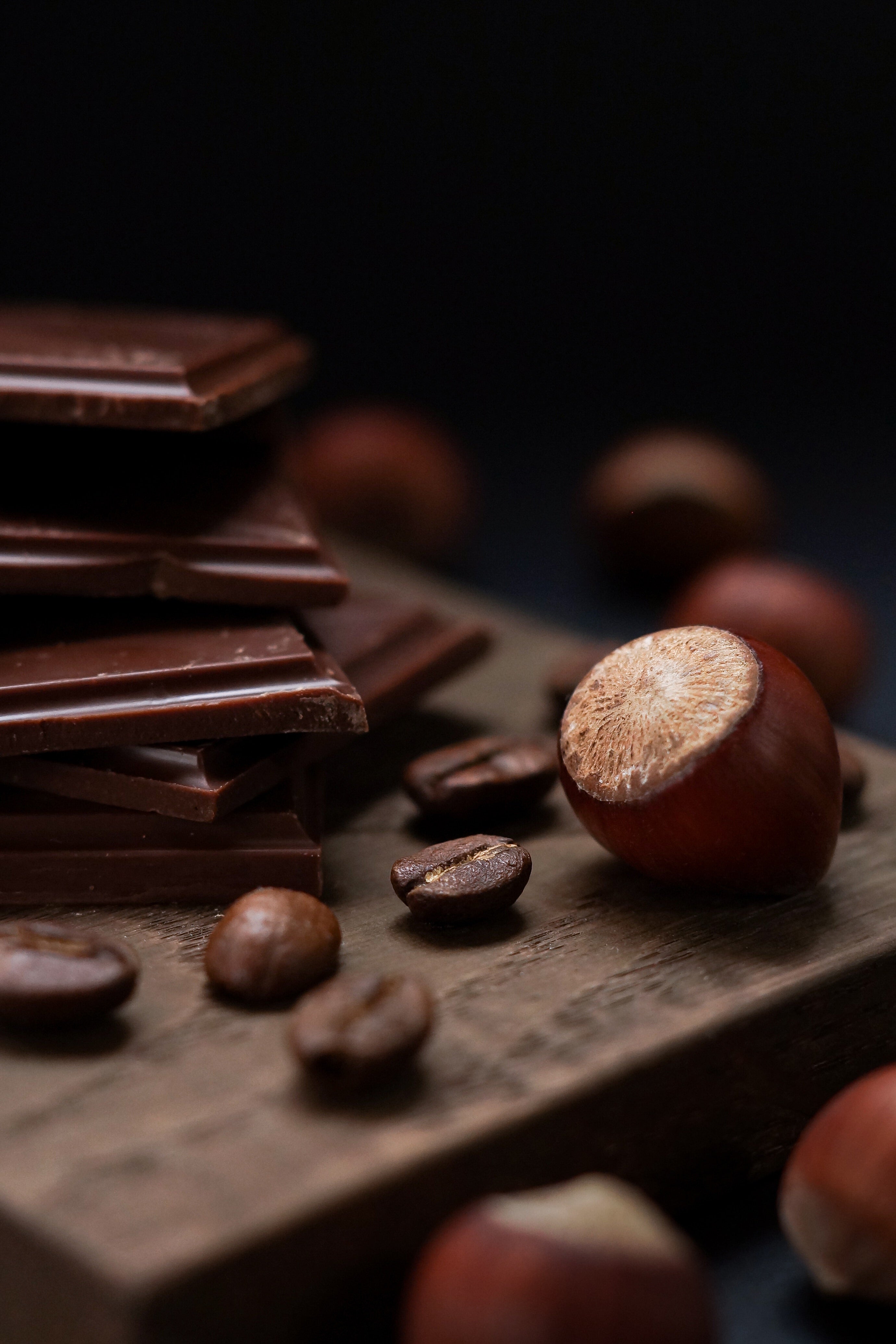 Pieces of dark French chocolate