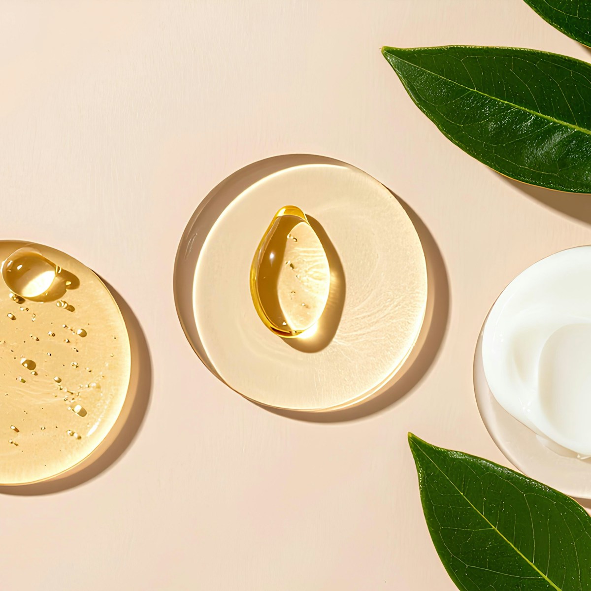 Face care products with green leaves