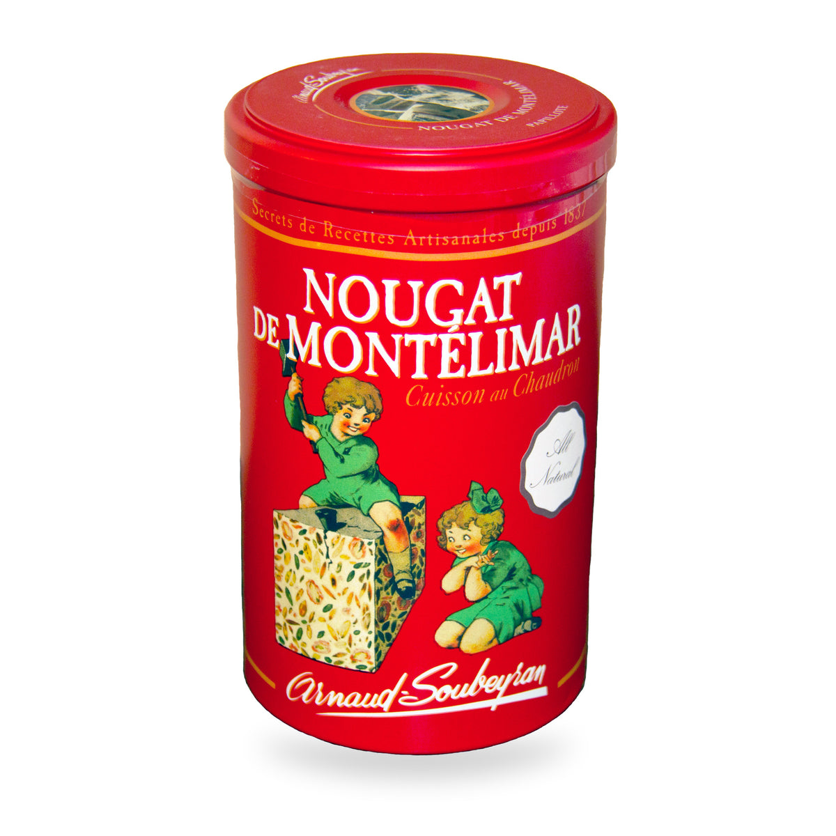 Nougat de Montélimar tendre, boîte métal rouge, d’Arnaud Soubeyran