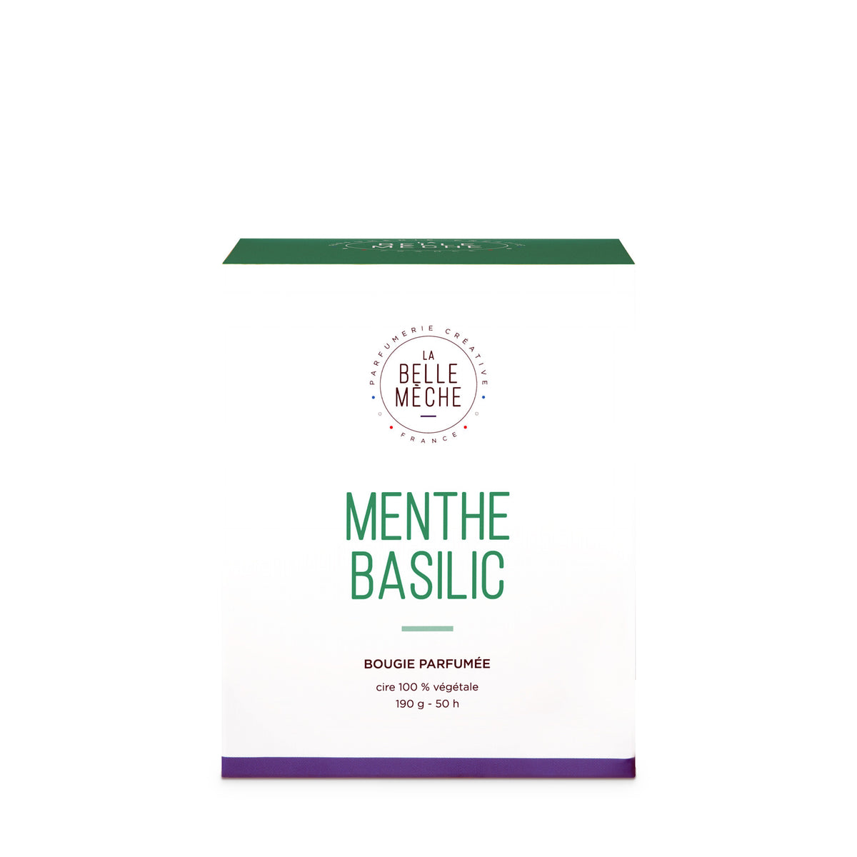 Bougie parfumée Menthe Basilic de La Belle Mèche, 190 g, coffret