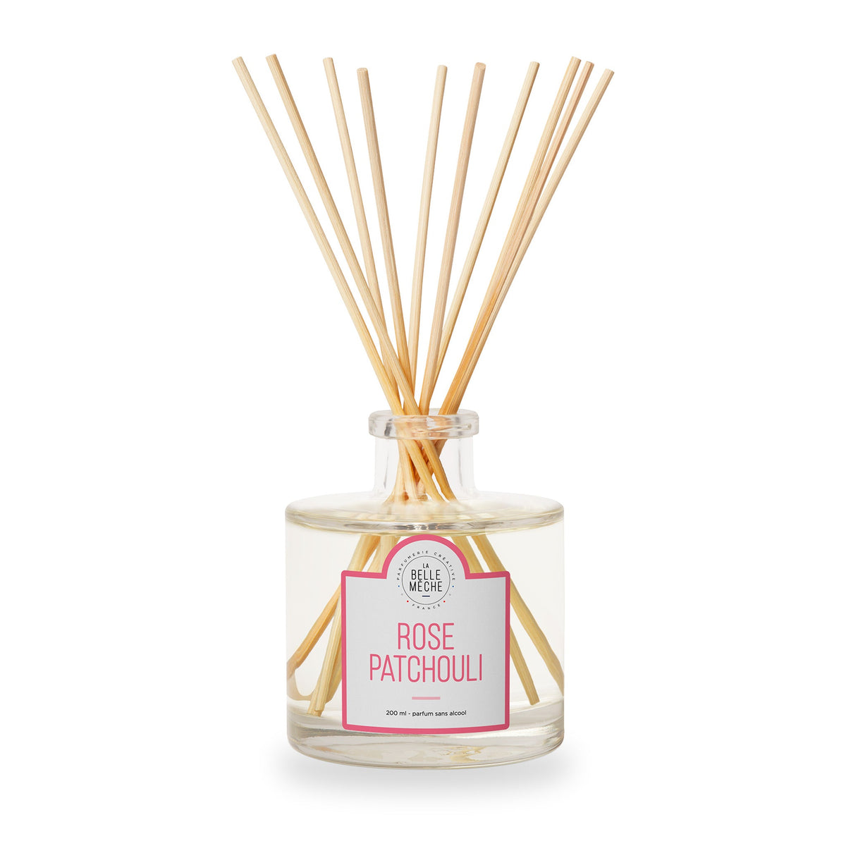 Rose Patchouli Reed Diffuser by La Belle Mèche, 200 ml glass jar