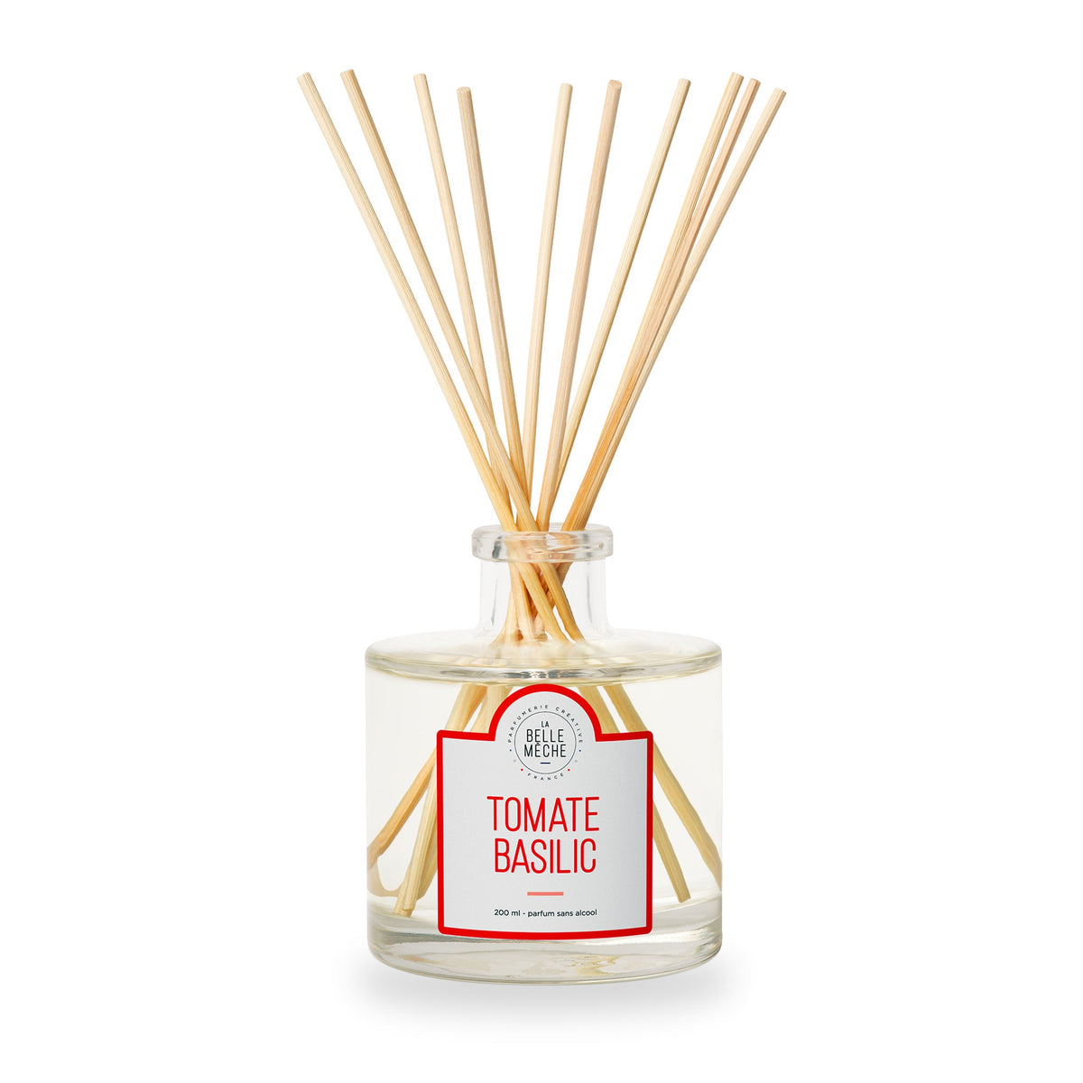 Basilic Tomato Reed Diffuser by La Belle Mèche, 200 ml glass jar