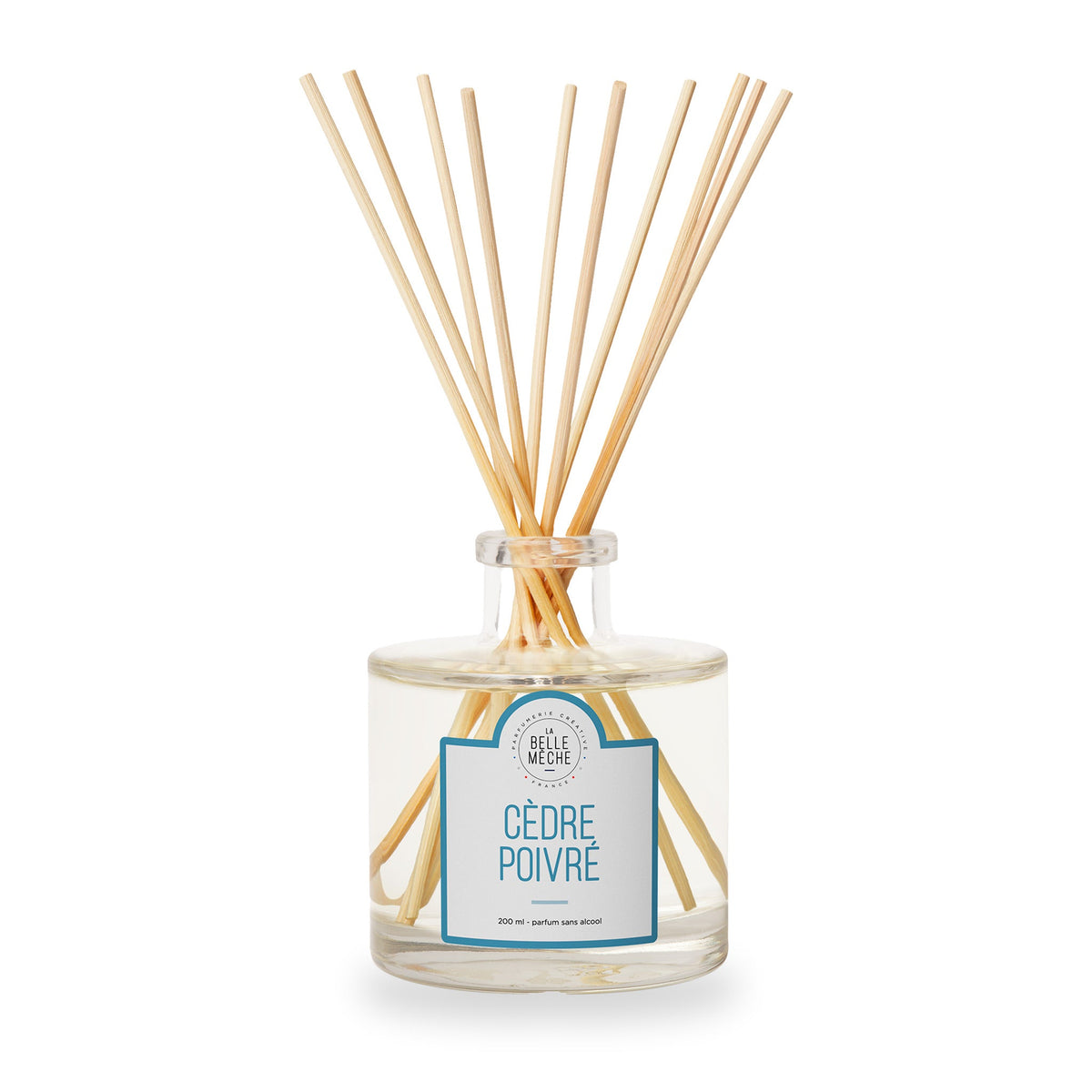 Cedarwood Reed Diffuser by La Belle Mèche, 200 ml glass jar