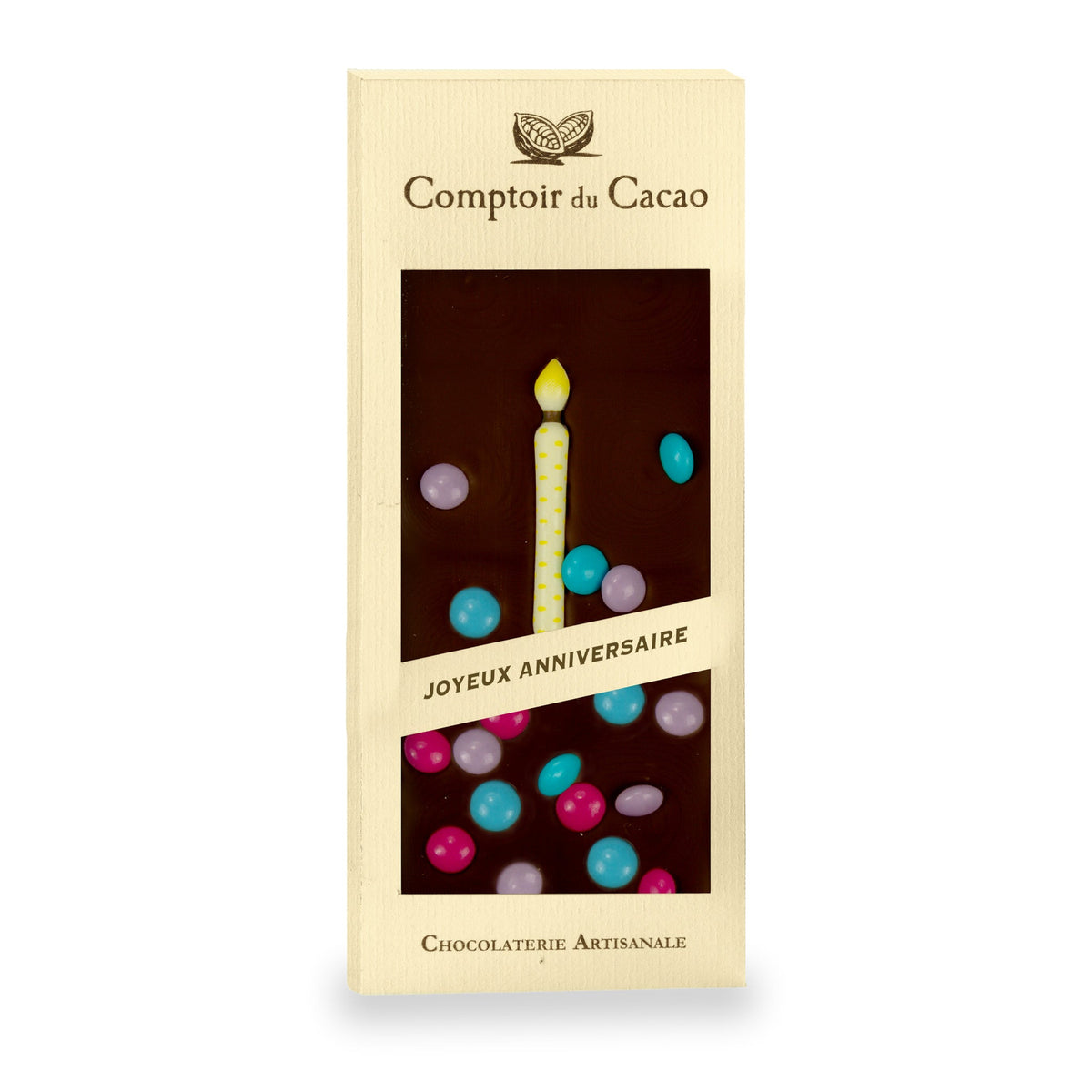 Tablette de chocolat Joyeux anniversaire du Comptoir du Cacao, 90 g
