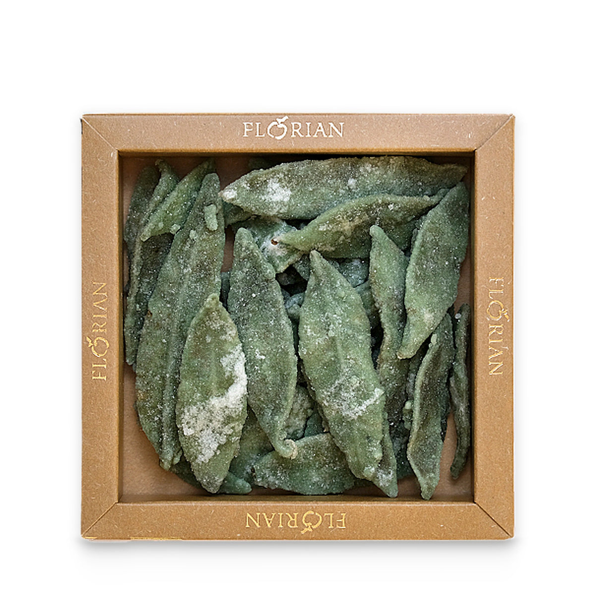 Feuilles de verveine cristallisées de la Confiserie Florian, boîte de 80 g