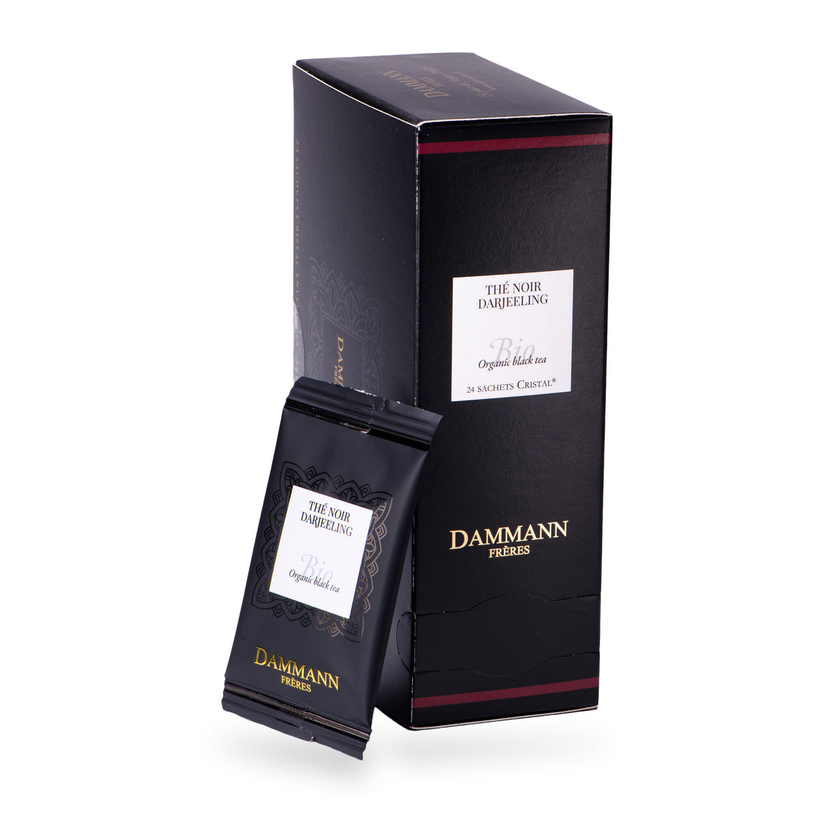 Organic Darjeeling Tea Bags by Dammann Frères, box and sachet