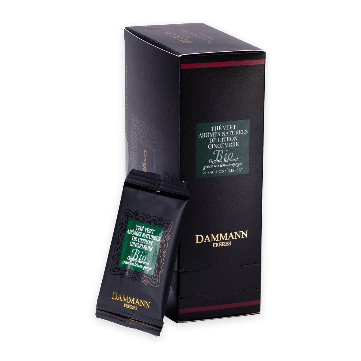 Citron Gingembre bio en sachets de Dammann Frères, boîte de 24 sachets Cristal