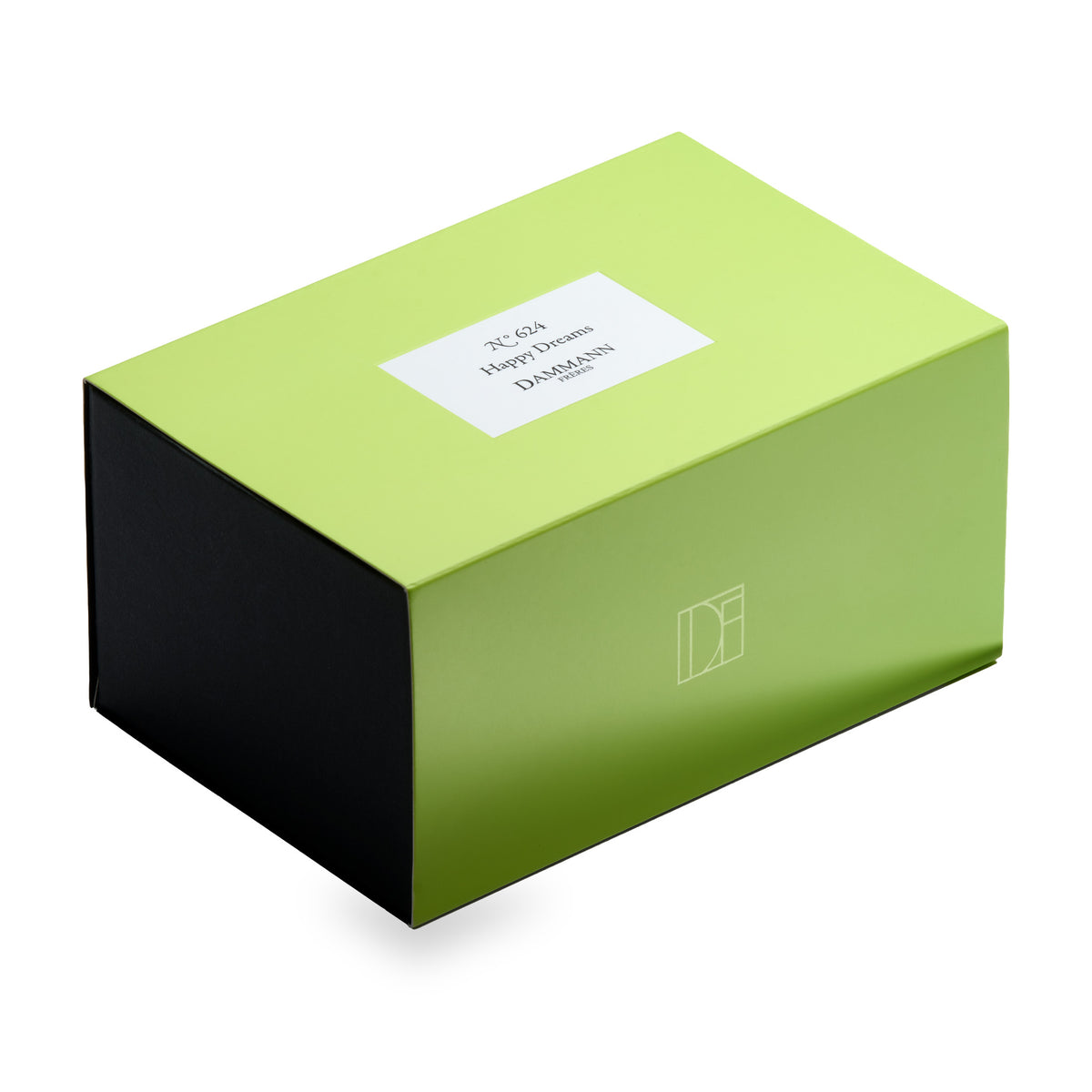 N°624 Happy Dreams gift box by Dammann Frères, closed lime green drawer box