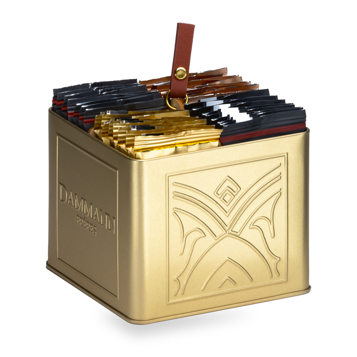 Dammann Frères Infiniment gold tin filled with assorted tea bags
