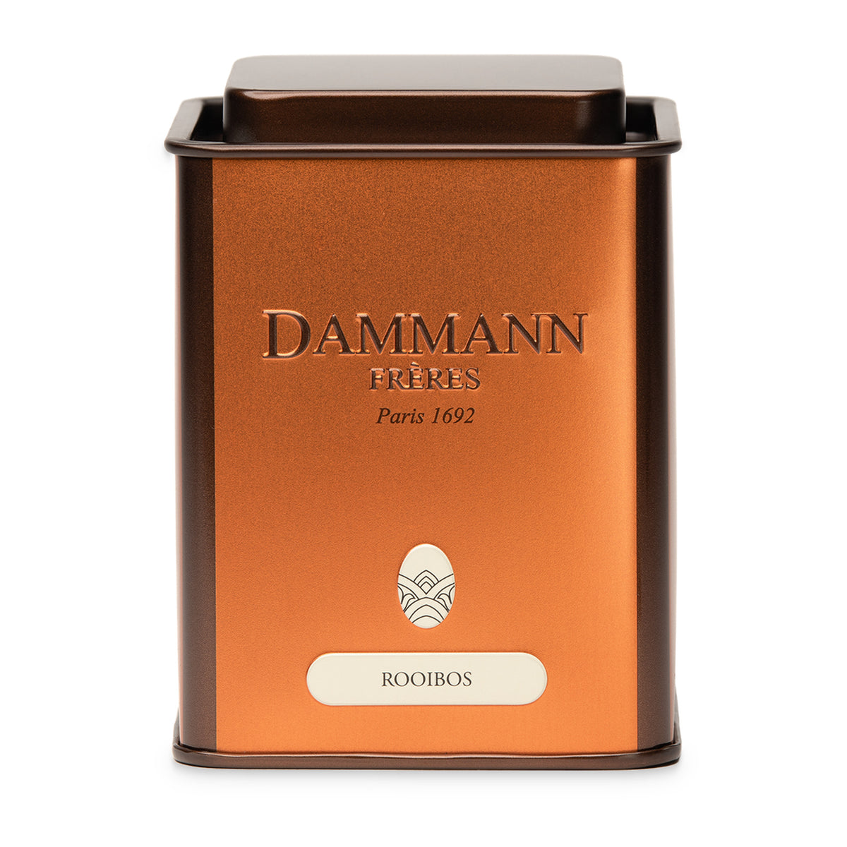 Orange Empty Canister by Dammann Frères, small 100g Rooibos canister