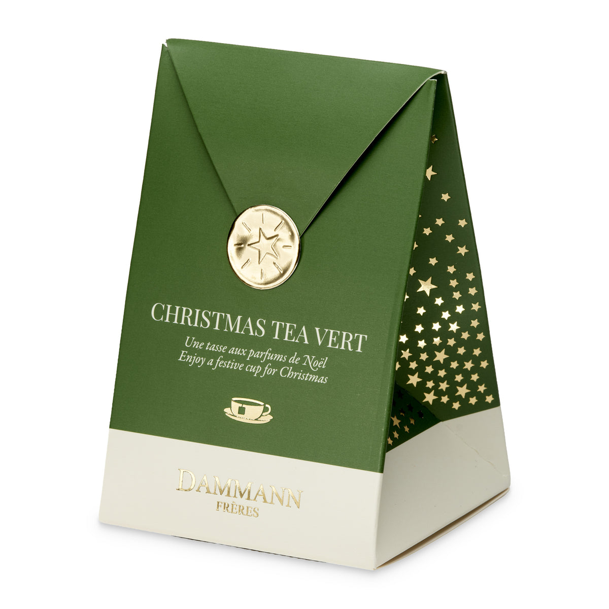 Christmas Tea Vert by Dammann Frères, green pocket of 6 tea bags